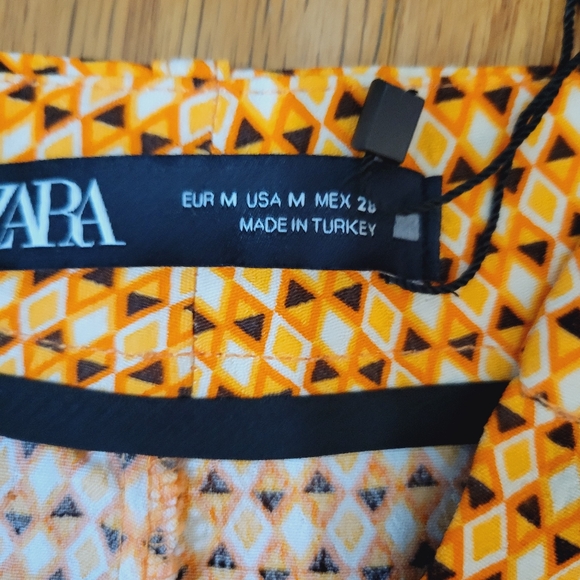 NWT Zara Orange Geometric Print Trouser - Picture 9 of 9